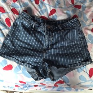 Striped jean shorts